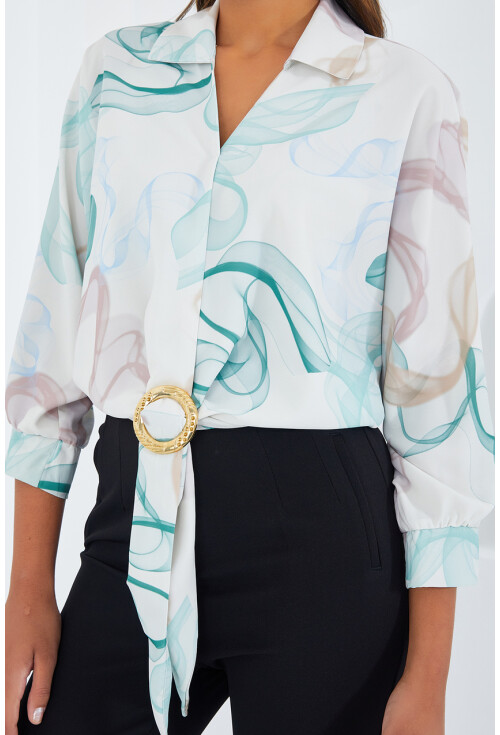 Womens Oversized Draped Crop Satin Shirt 906