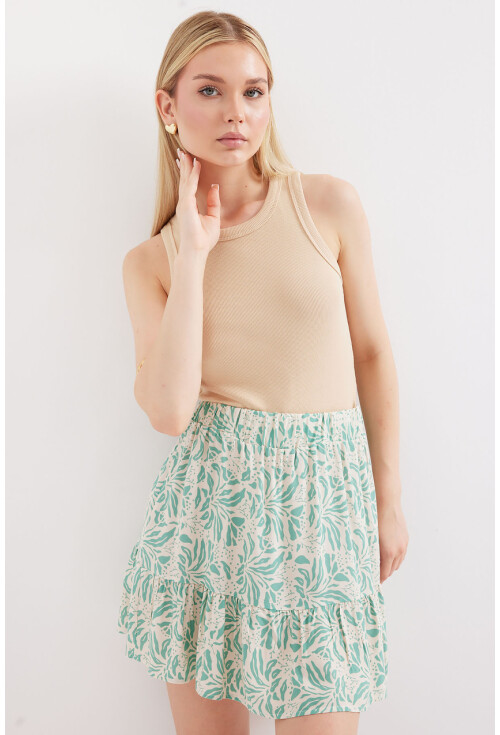 1884 Patterned Viscose Mini Skirt