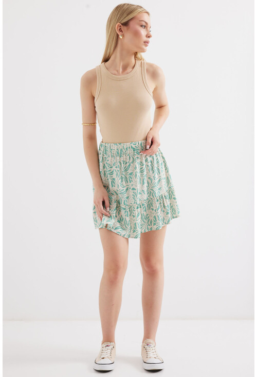 1884 Patterned Viscose Mini Skirt