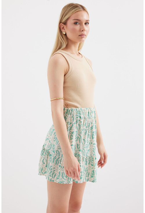 1884 Patterned Viscose Mini Skirt