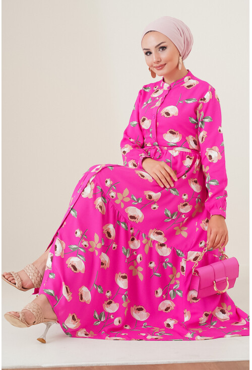 2144 Mandarin Collar Hijab Dress