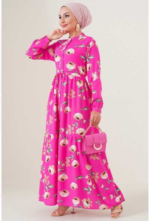 2144 Mandarin Collar Hijab Dress