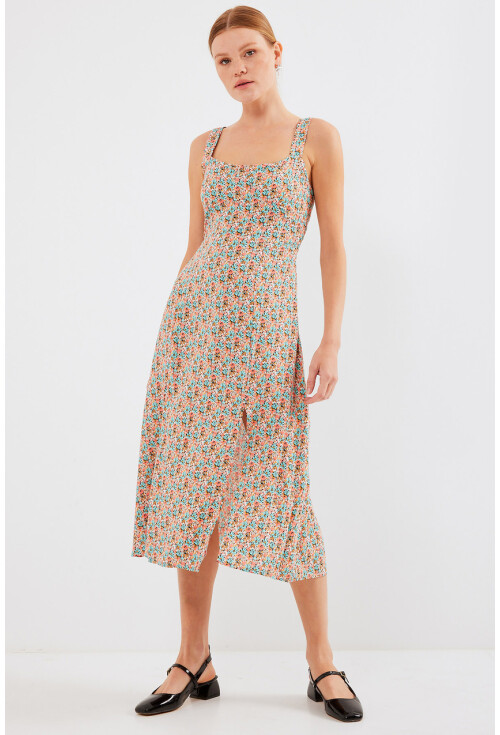 2282 Slit Strappy Viscose Dress