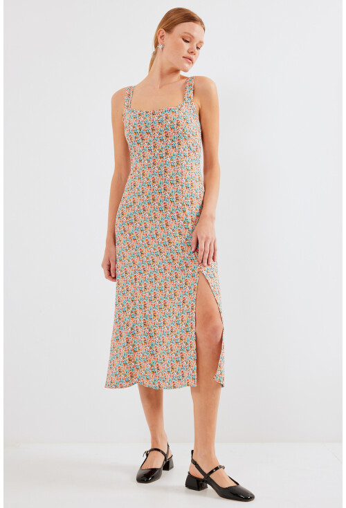 2282 Slit Strappy Viscose Dress