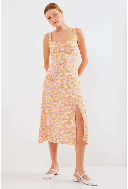 2282 Slit Strappy Viscose Dress