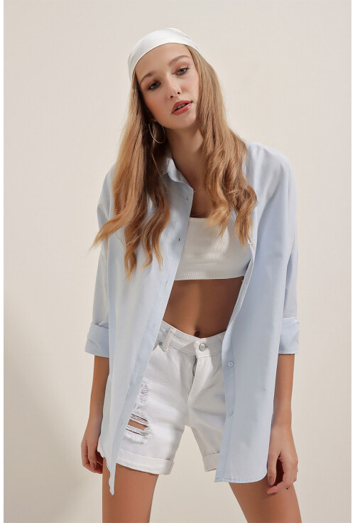 3900 Oversize Uzun Basic Gömlek