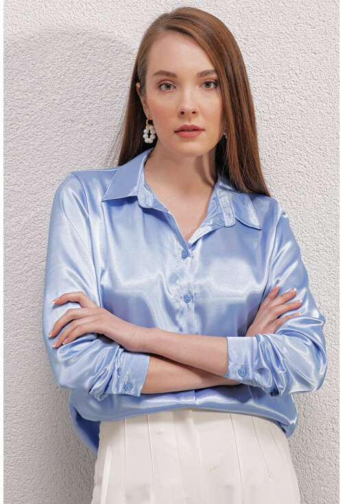 3964 Light Draped Satin Shirt
