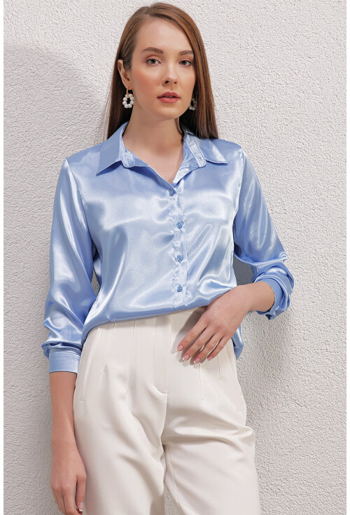 3964 Light Draped Satin Shirt