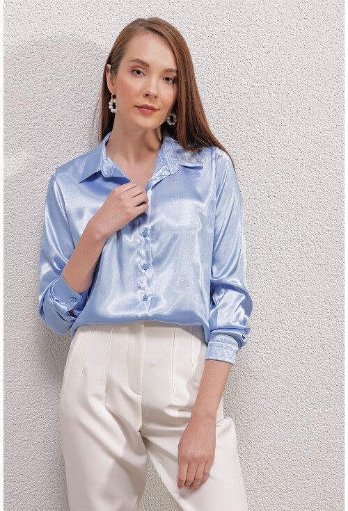 3964 Light Draped Satin Shirt
