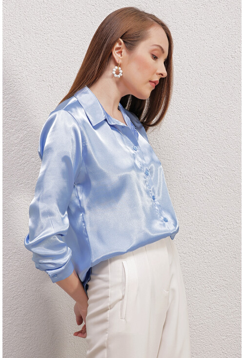 3964 Light Draped Satin Shirt