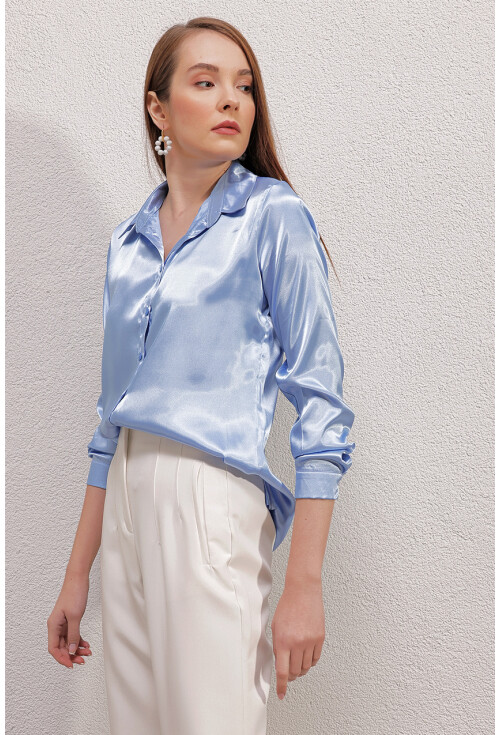 3964 Light Draped Satin Shirt