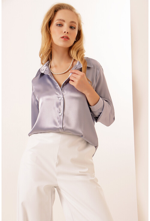 3964 Light Draped Satin Shirt