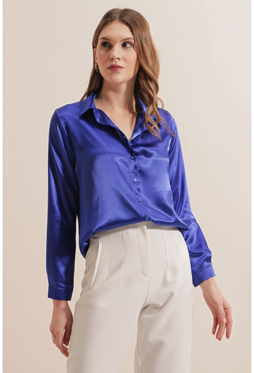 3964 Light Draped Satin Shirt