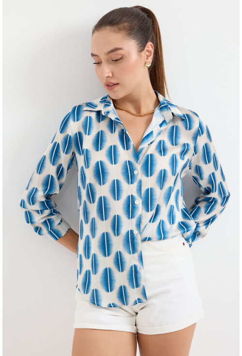 3964 Light Draped Satin Shirt