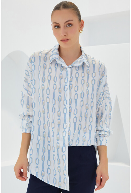 3985 Oversized Satin Shirt