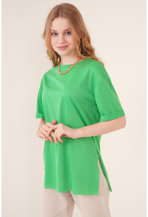 4123 Yırtmaçlı Oversize Tişört