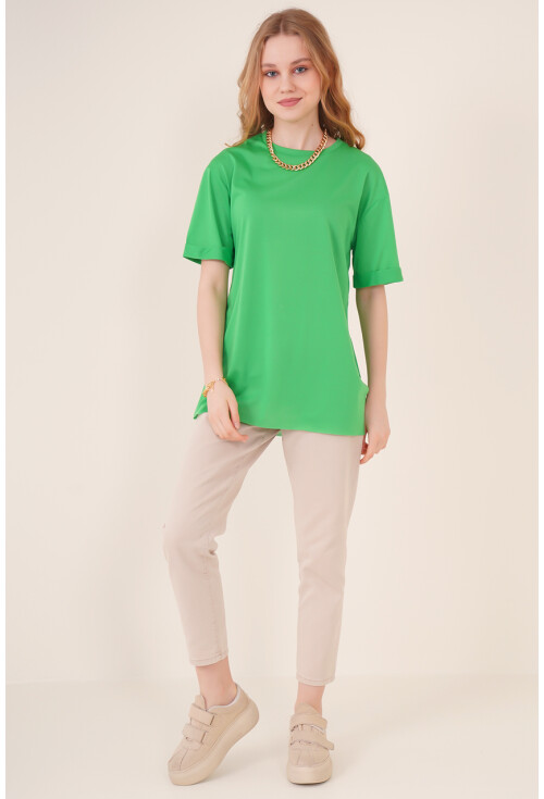 4123 Yırtmaçlı Oversize Tişört