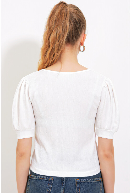 4316 Zip-Up Knit Blouse
