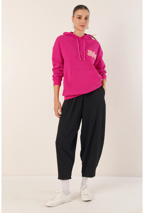 55424 Nakışlı Oversize Sweatshirt
