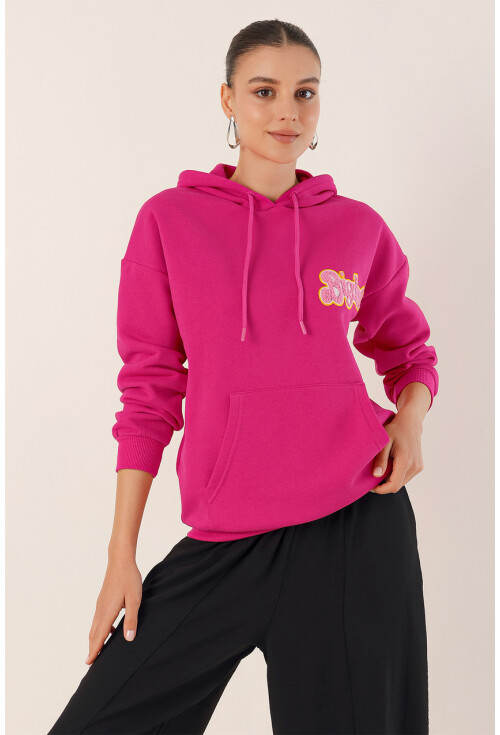 55424 Nakışlı Oversize Sweatshirt