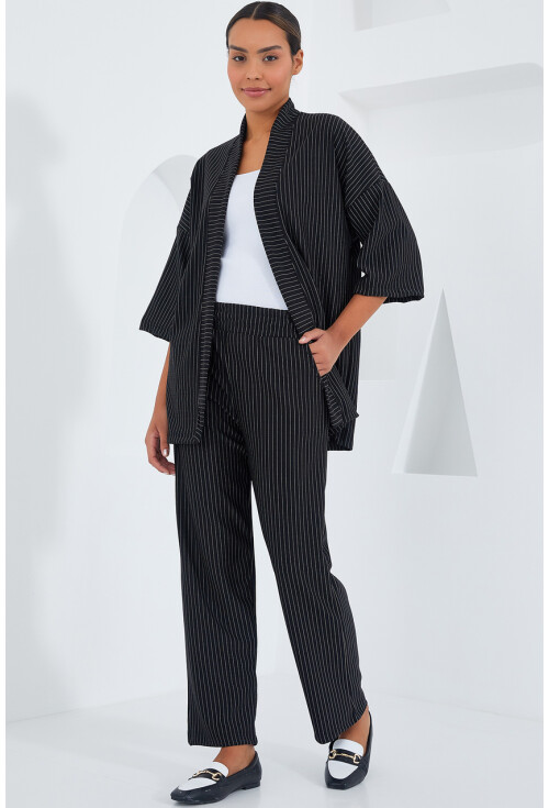 6661 Womens Striped Kimono Two-Piece Set