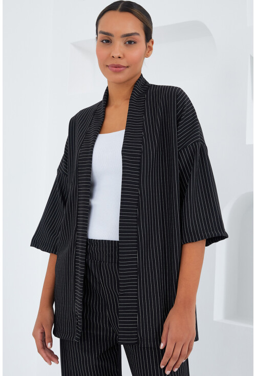 6661 Womens Striped Kimono Two-Piece Set