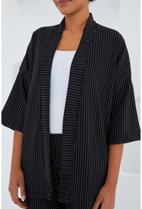 6661 Womens Striped Kimono Two-Piece Set