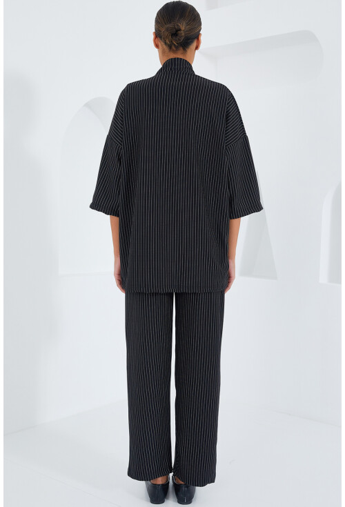 6661 Womens Striped Kimono Two-Piece Set