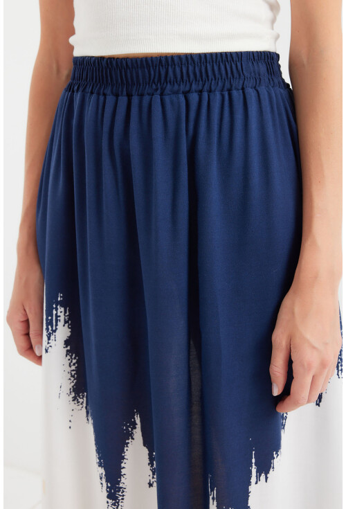 8025 Patterned Long Viscose Skirt