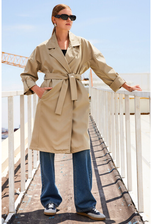 9104 Lined Double-Breasted Trench Coat