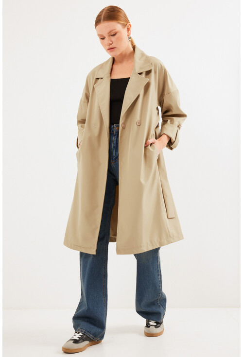 9104 Lined Double-Breasted Trench Coat