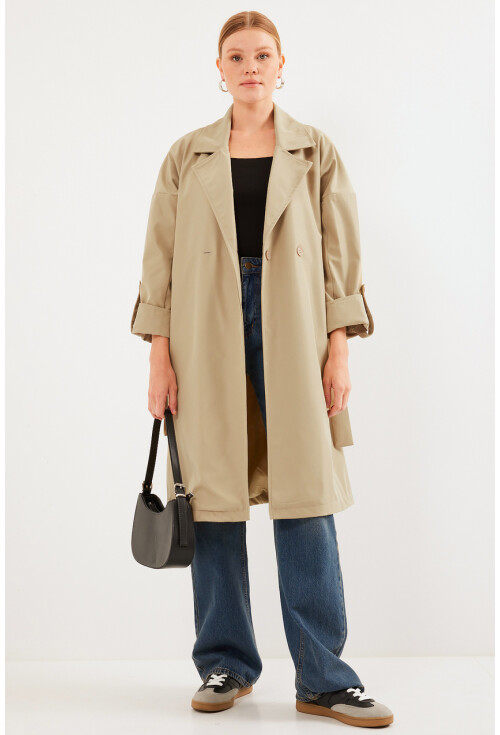 9104 Lined Double-Breasted Trench Coat