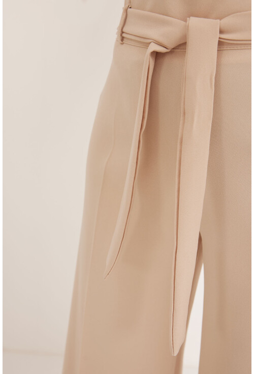 Womens Belted Wide Leg Palazzo Pants 6651