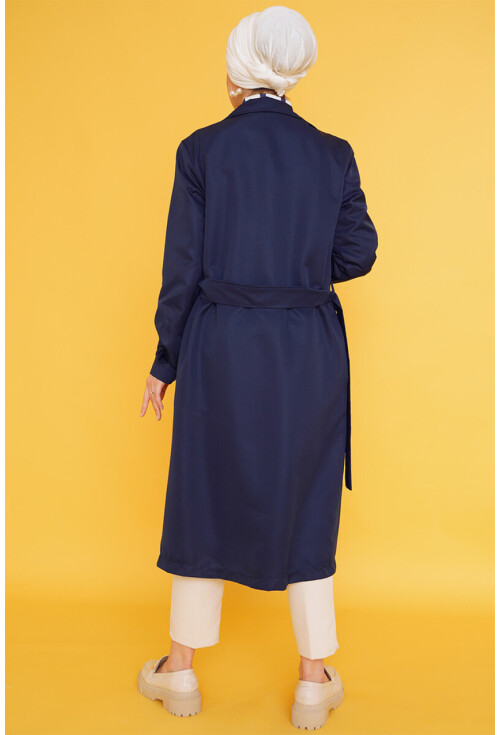 T5853 Double-Breasted Hijab Trench Coat