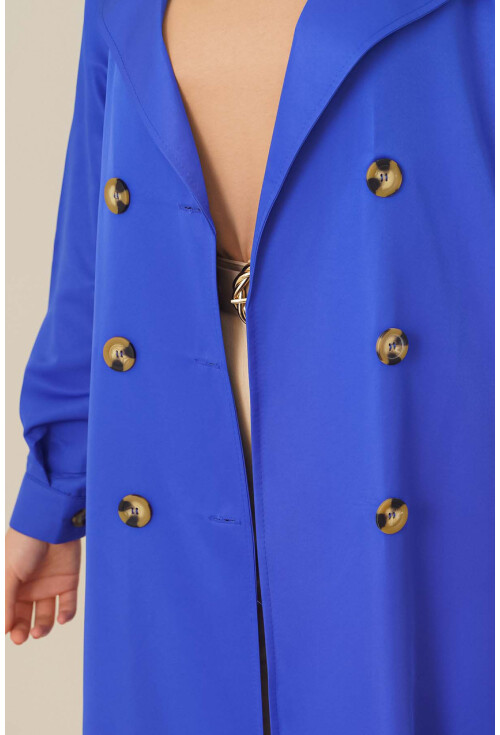T5853 Double-Breasted Hijab Trench Coat