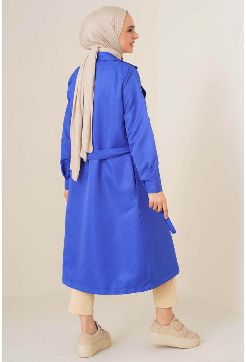 T5853 Double-Breasted Hijab Trench Coat