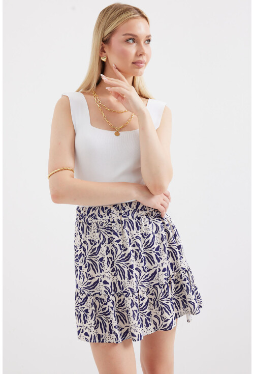1884 Patterned Viscose Mini Skirt