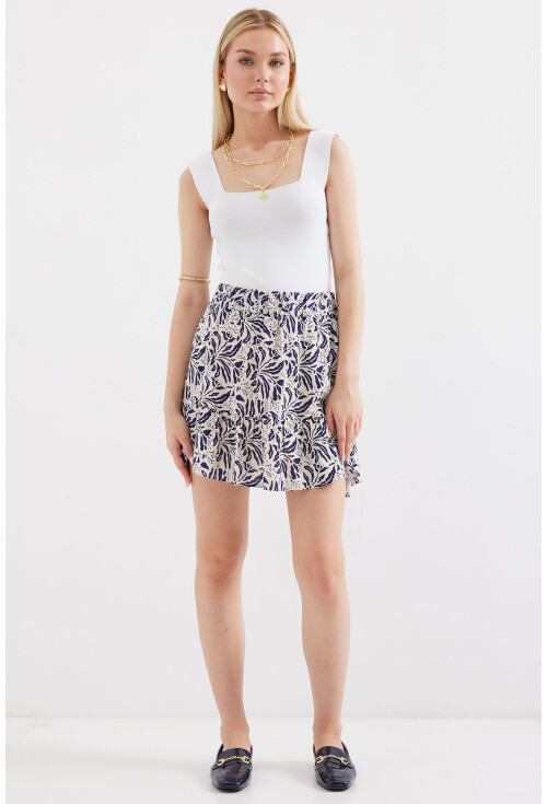 1884 Patterned Viscose Mini Skirt