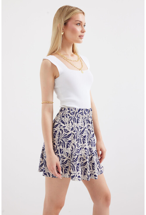 1884 Patterned Viscose Mini Skirt