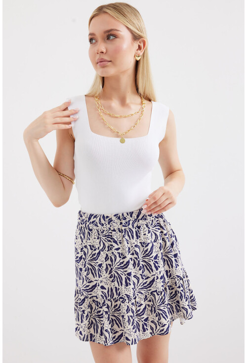 1884 Patterned Viscose Mini Skirt