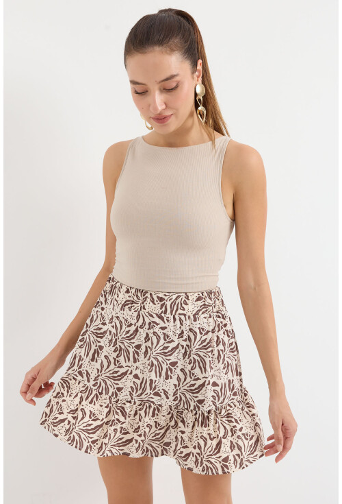 1884 Patterned Viscose Mini Skirt