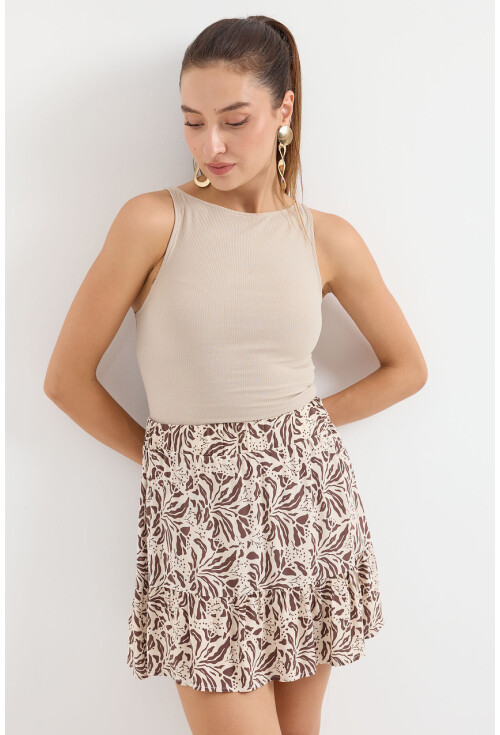 1884 Patterned Viscose Mini Skirt