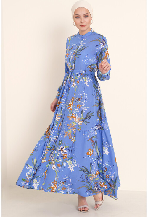 2144 Mandarin Collar Hijab Dress