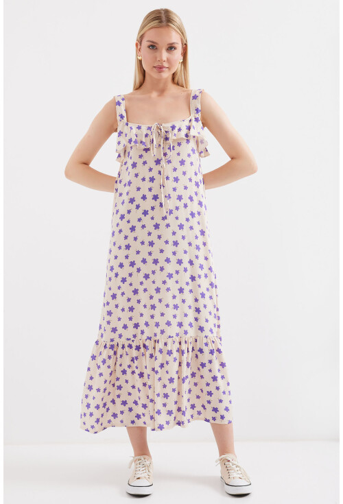 2237 Strappy Patterned Viscose Dress