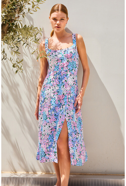 2282 Slit Strappy Viscose Dress