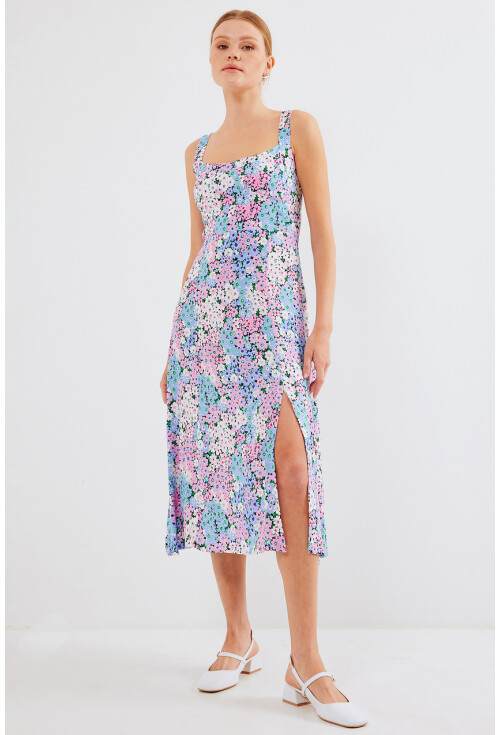 2282 Slit Strappy Viscose Dress