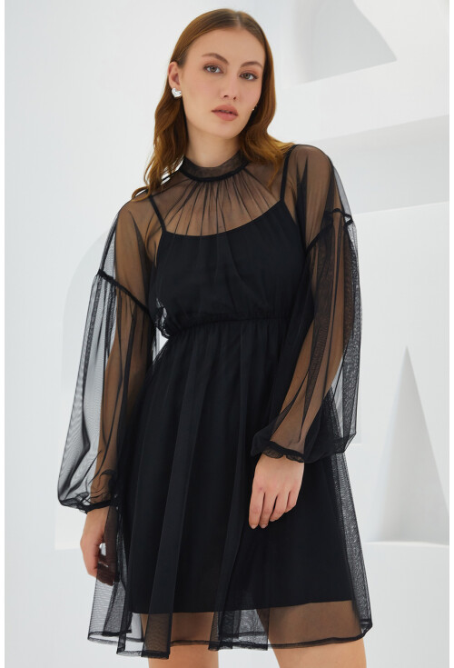 2485 Mini Dress With Tulle Detail