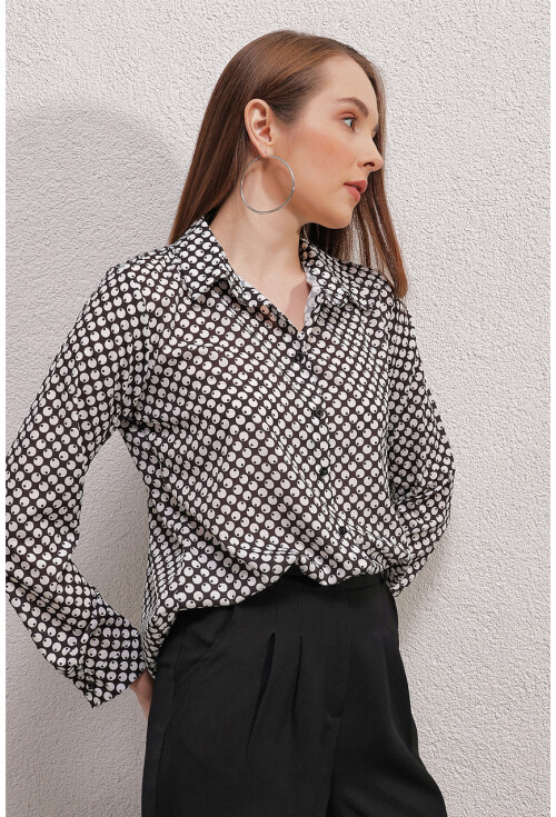 3964 Light Draped Satin Shirt