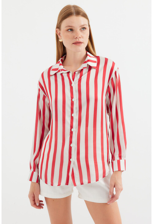 3964 Light Draped Satin Shirt