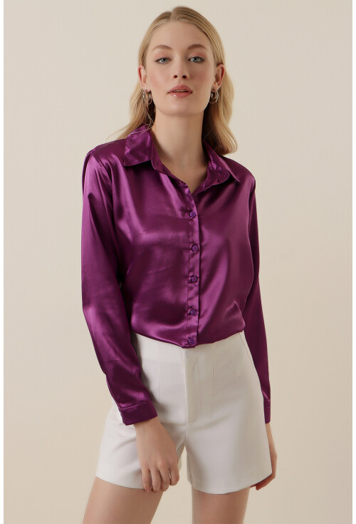 3964 Light Draped Satin Shirt
